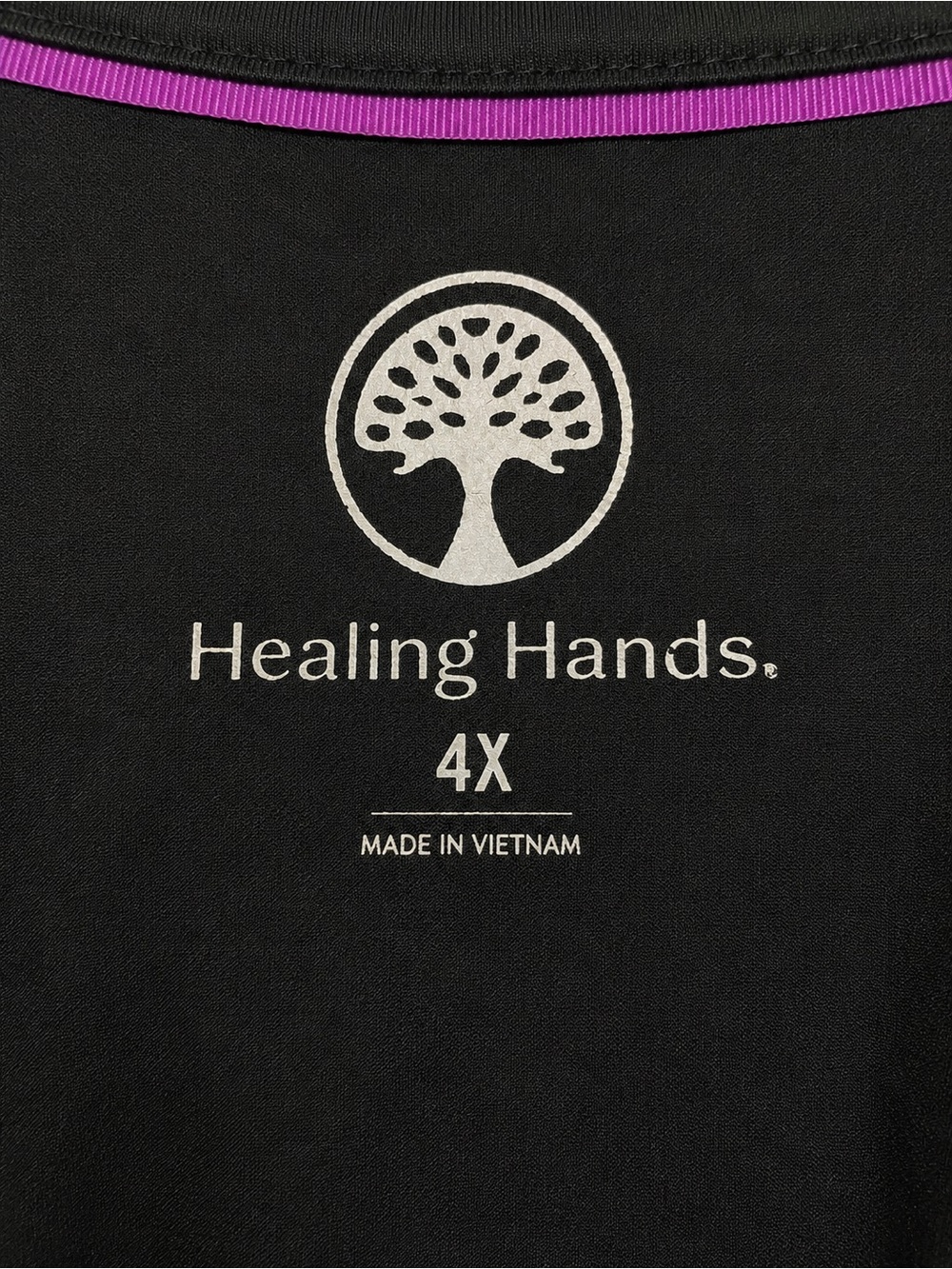 Healing Hands Black Scrub Top 4X Plus Size Stretch Side Panels V-Neck - Picture 6 of 6